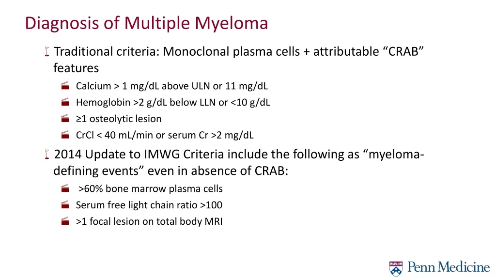 diagnosis of multiple myeloma