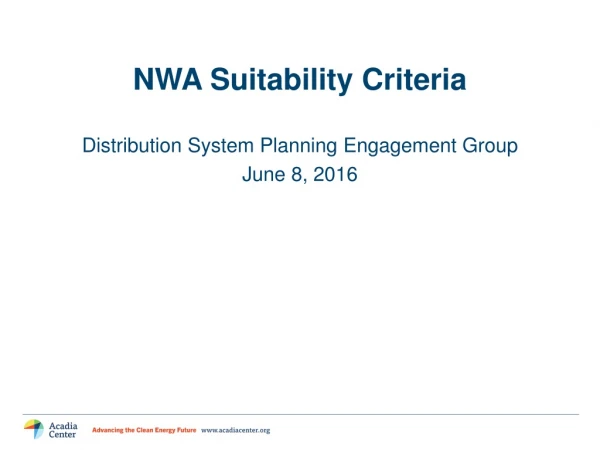 NWA Suitability Criteria