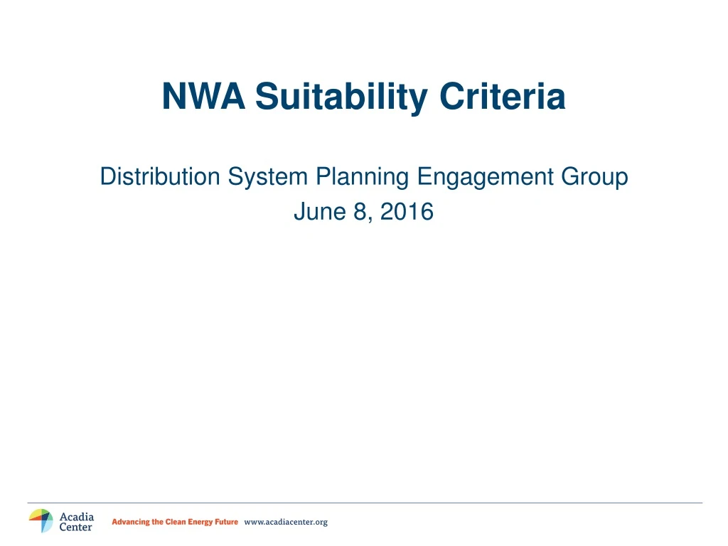 nwa suitability criteria