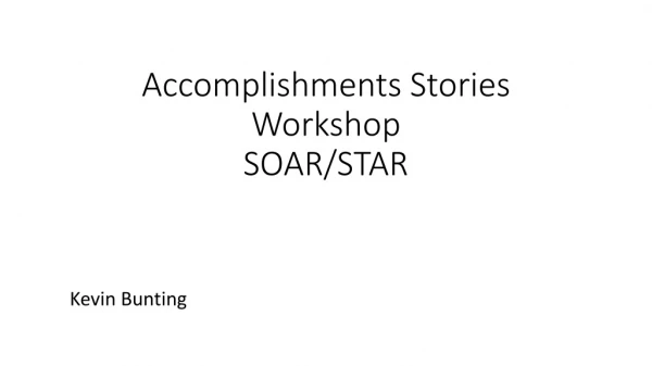 Accomplishments Stories Workshop SOAR/STAR