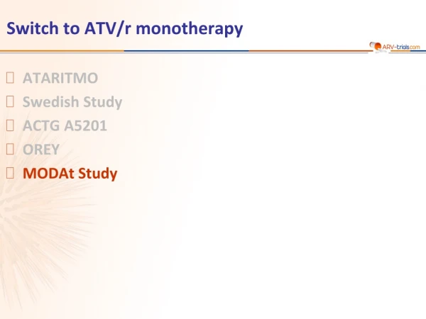 Switch to ATV/r monotherapy