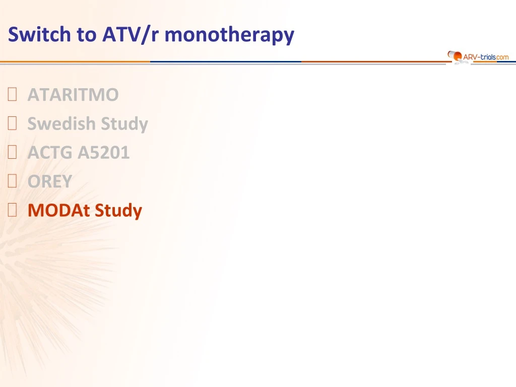 switch to atv r monotherapy