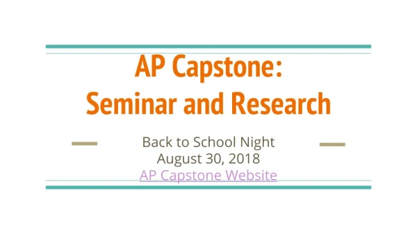 AP Capstone: Seminar and Research