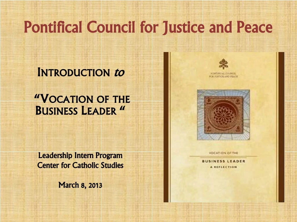 pontifical council for justice and peace