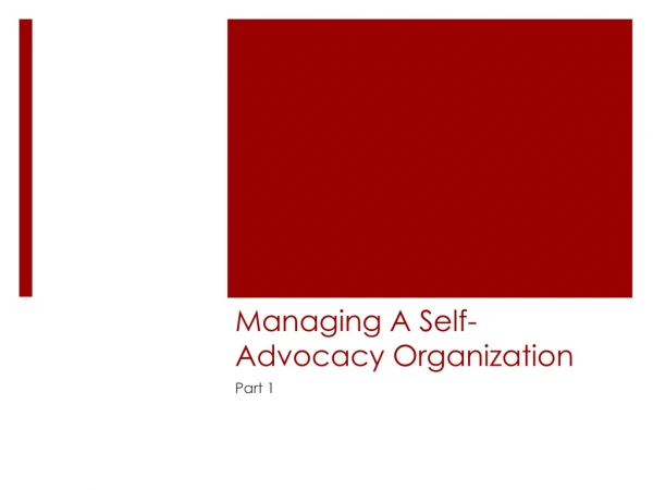 Managing A Self-Advocacy Organization
