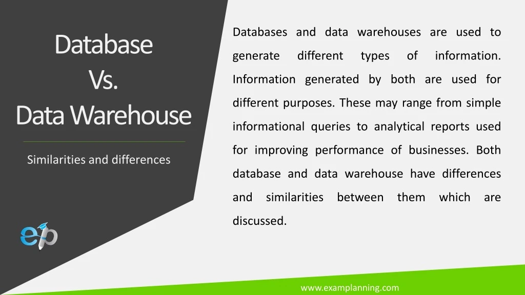 databases and data warehouses are used