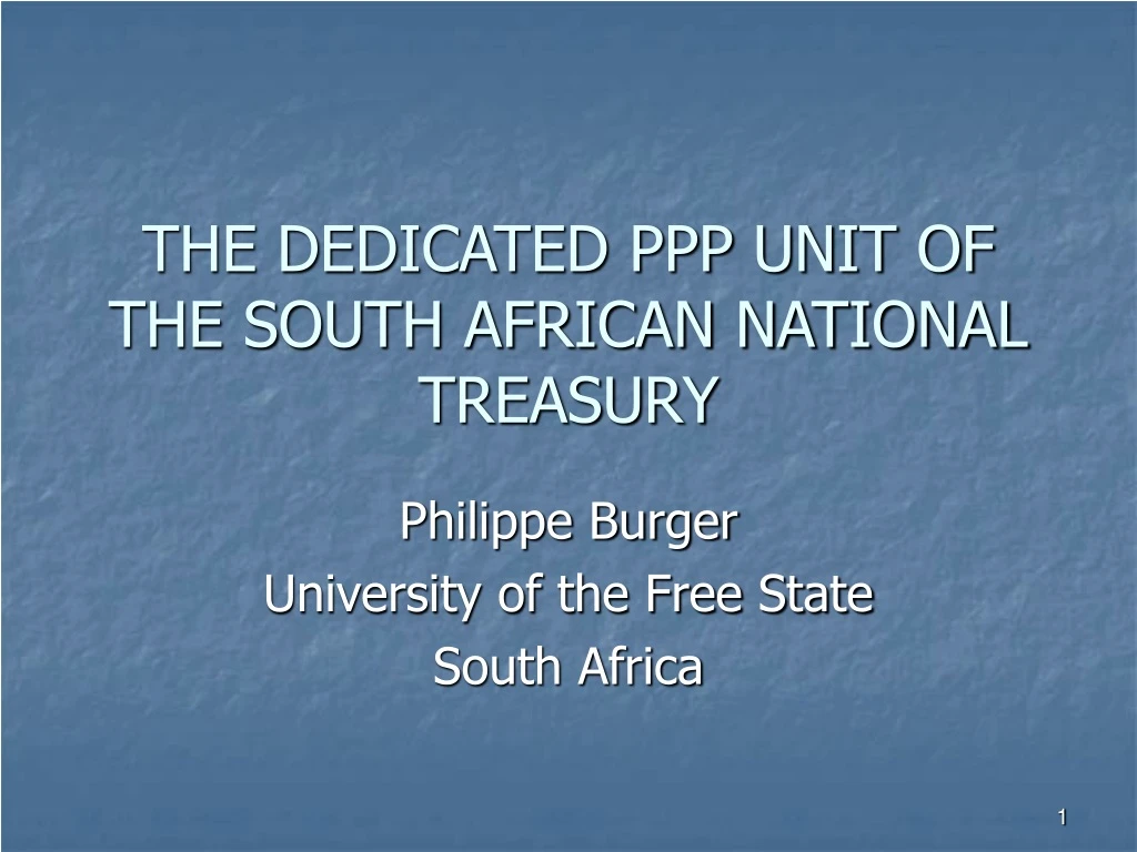 the dedicated ppp unit of the south african national treasury