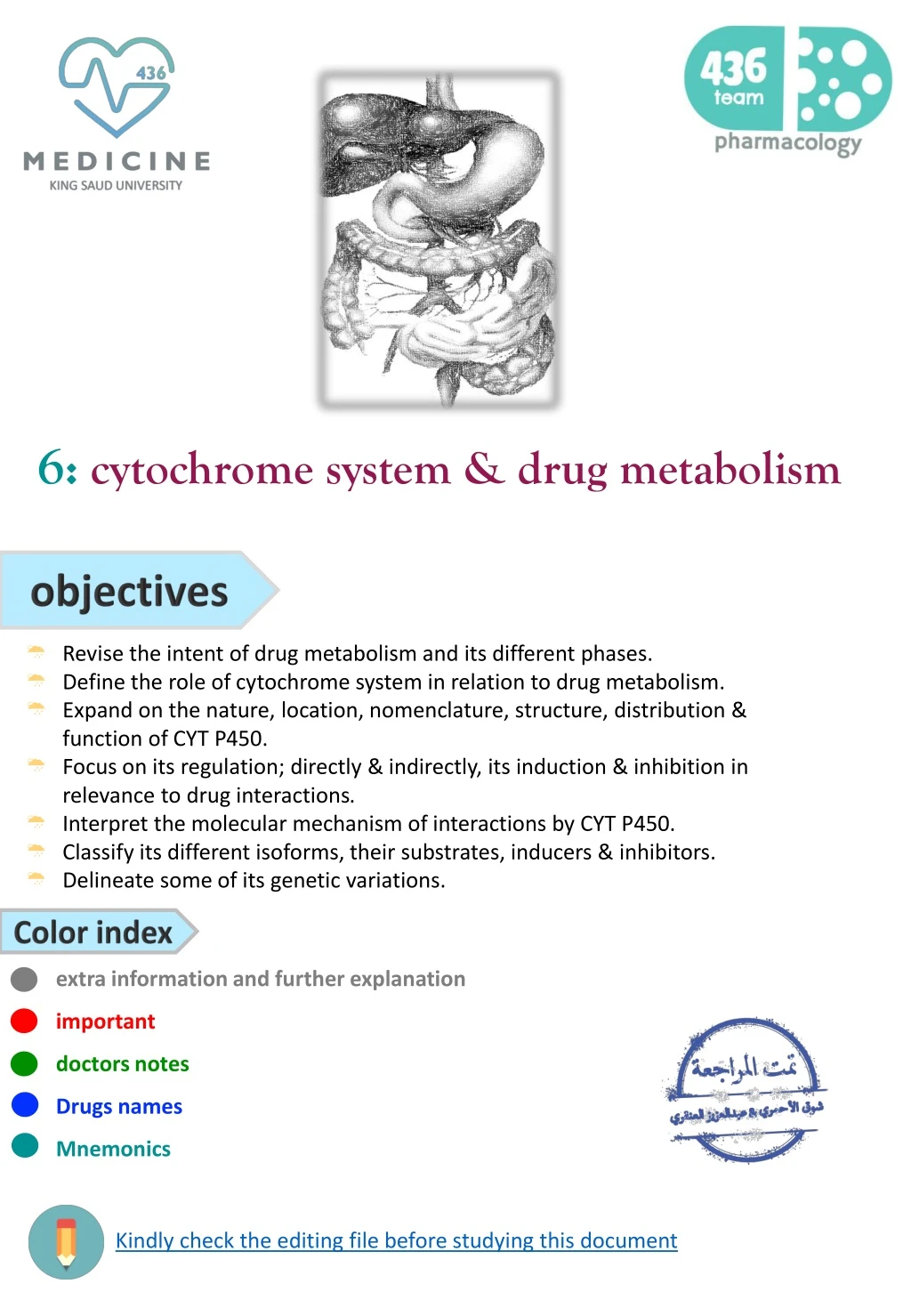 6 cytochrome system drug metabolism