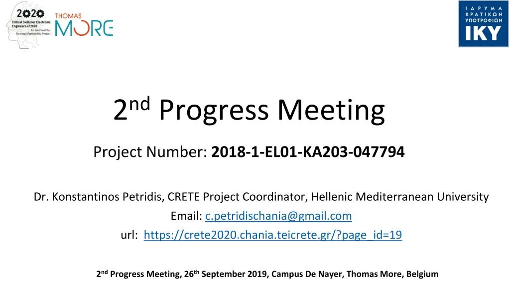 2 nd progress meeting project number 2018 1 el01 ka203 047794