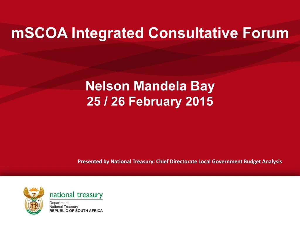 mscoa integrated consultative forum nelson mandela bay 25 26 february 2015