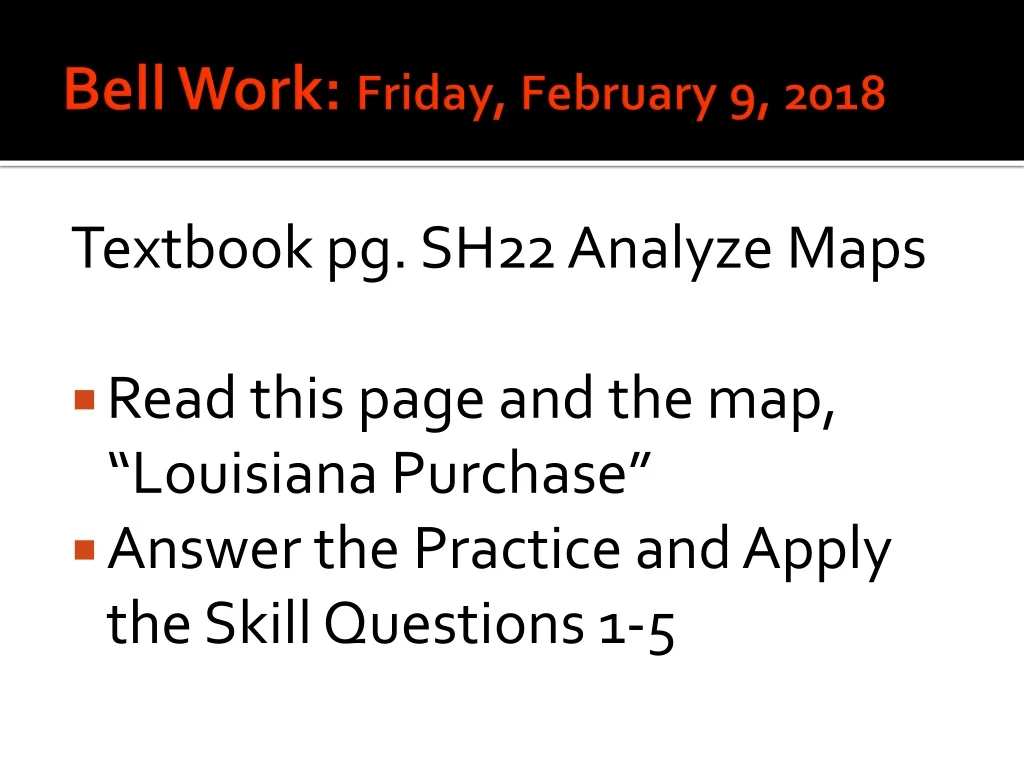 bell work friday february 9 2018