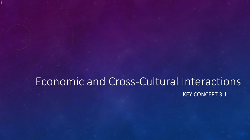 economic and cross cultural interactions