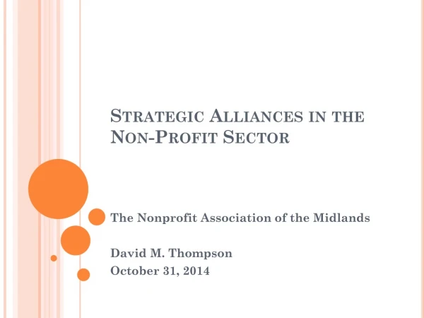 Strategic Alliances in the Non-Profit Sector