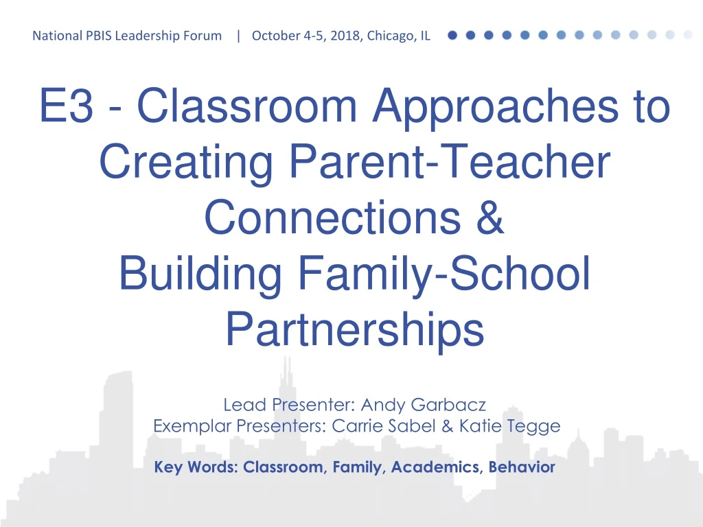 e3 classroom approaches to creating parent