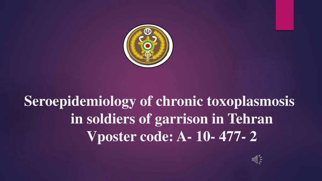 seroepidemiology of chronic toxoplasmosis
