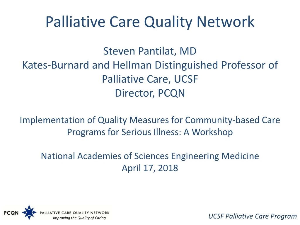 palliative care quality network steven pantilat