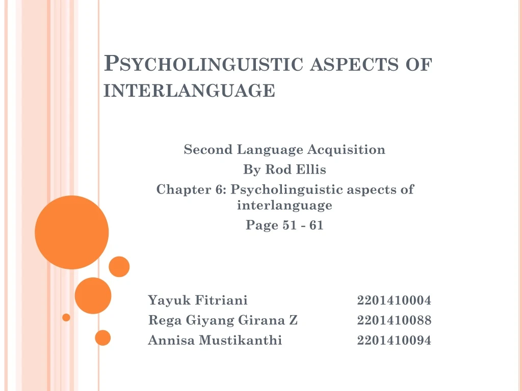 psycholinguistic aspects of interlanguage