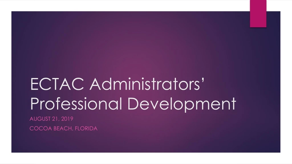 ectac administrators professional development