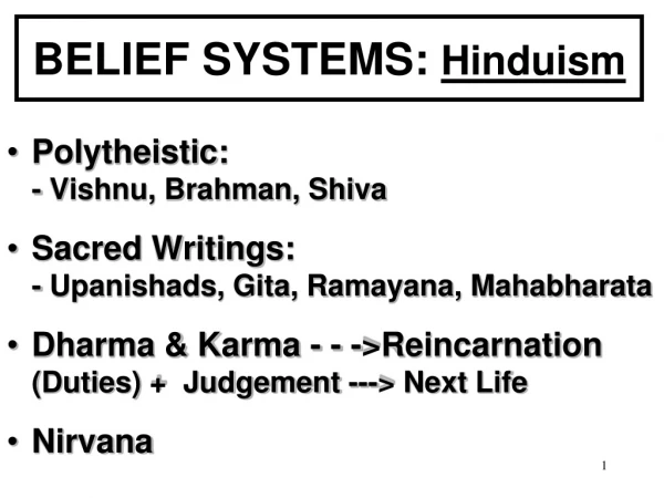 BELIEF SYSTEMS: Hinduism