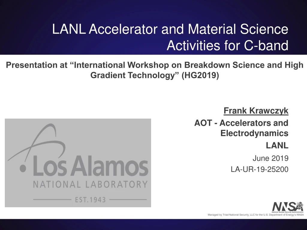 lanl accelerator and material science activities for c band