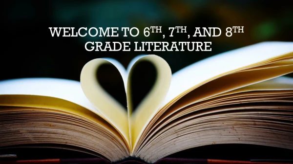 Welcome to 6 th , 7 th , and 8 th Grade Literature