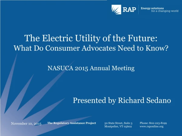The Electric Utility of the Future: What Do Consumer Advocates Need to Know?