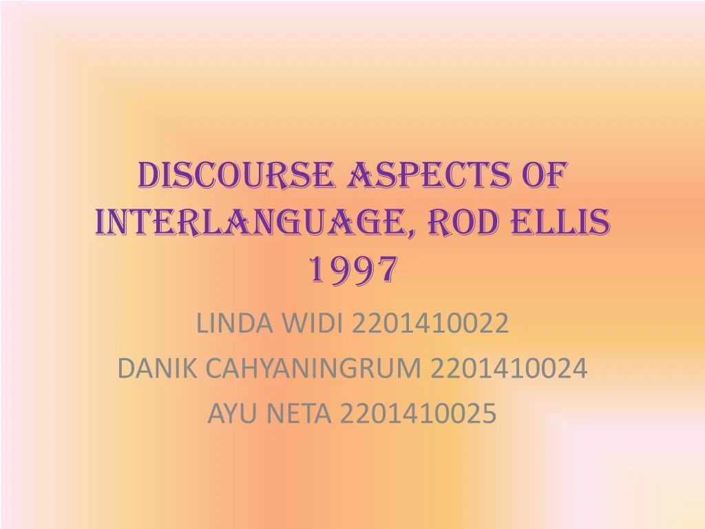 discourse aspects of interlanguage rod ellis 1997