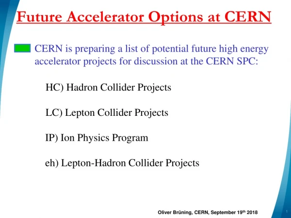 Future Accelerator Options at CERN