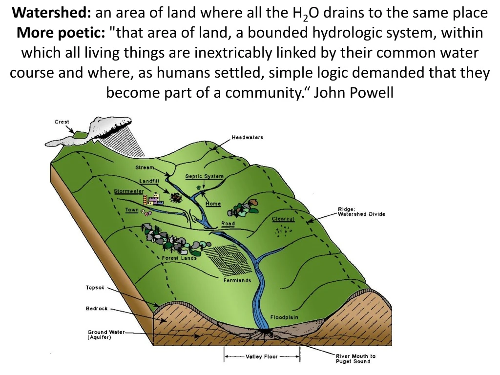 watershed an area of land where