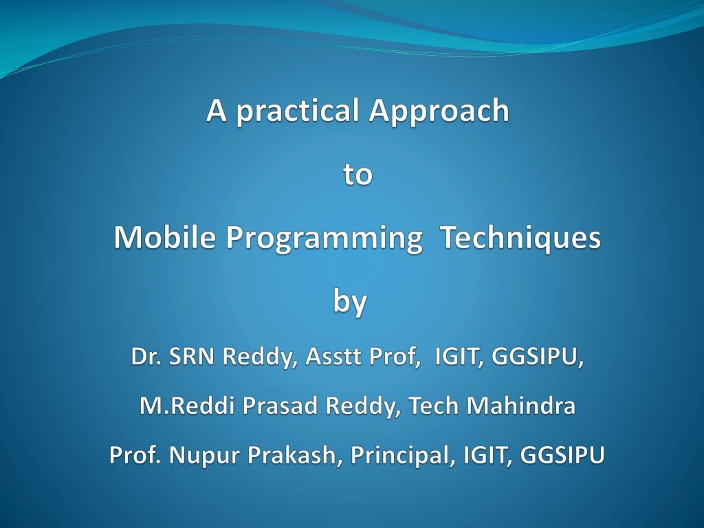a practical approach to mobile programming