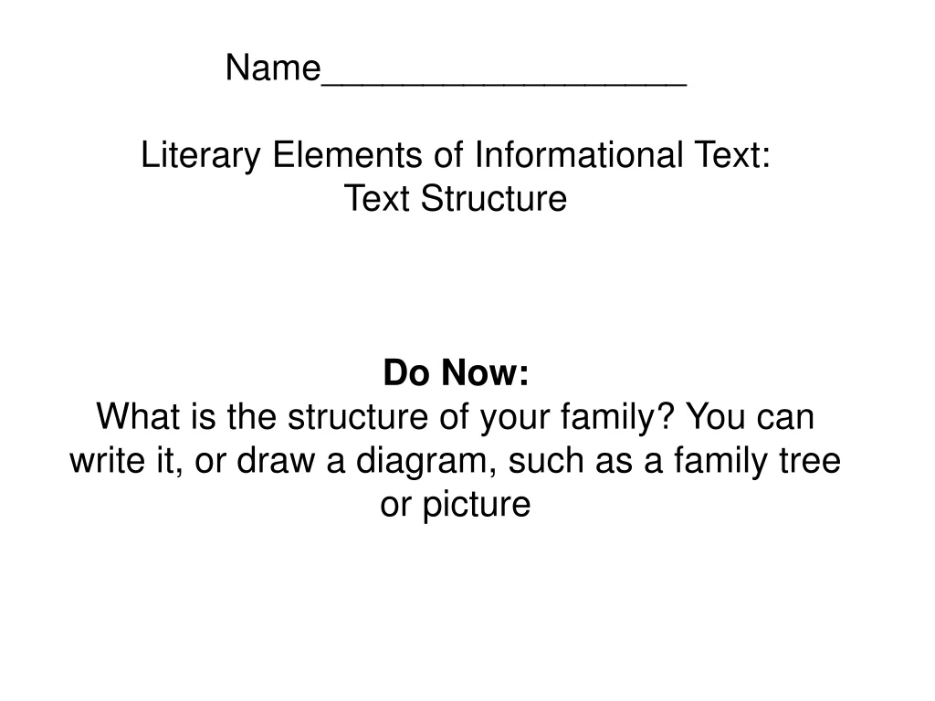 name literary elements of informational text text