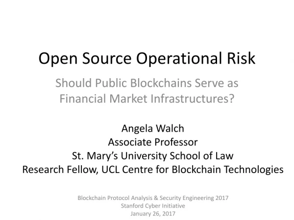 Open Source Operational Risk