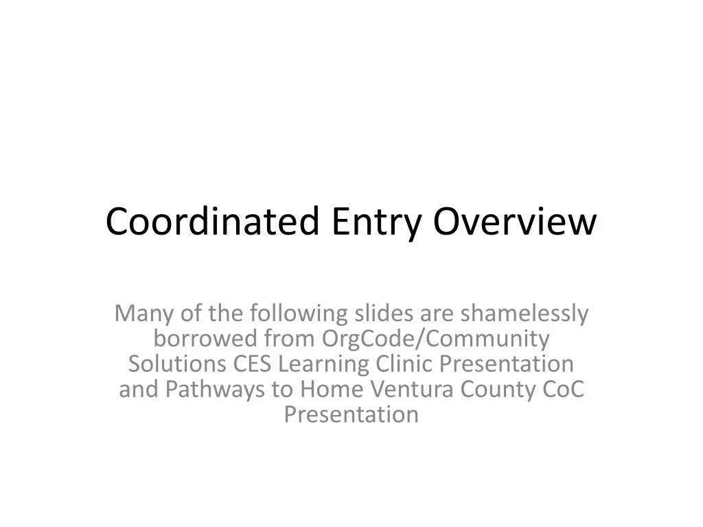 coordinated entry overview