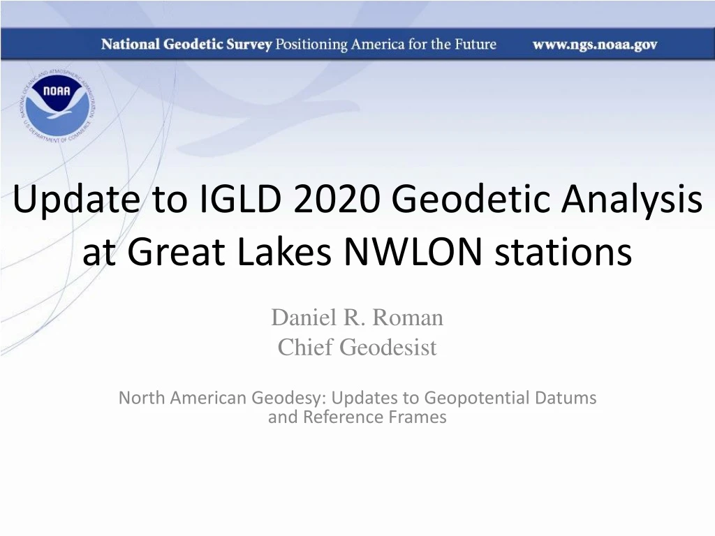 update to igld 2020 geodetic analysis at great lakes nwlon stations