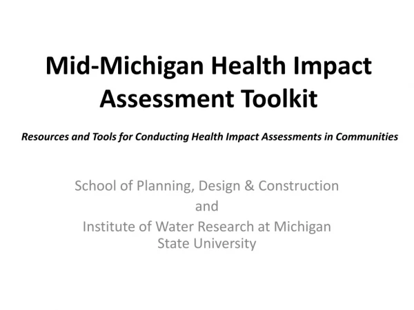 Mid-Michigan Health Impact Assessment Toolkit