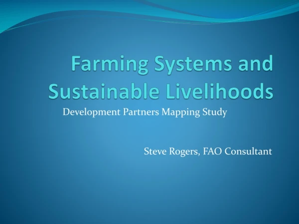 Farming Systems and Sustainable Livelihoods
