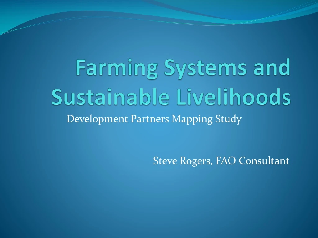 farming systems and sustainable livelihoods