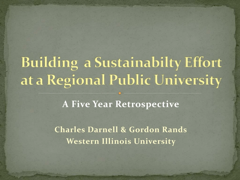 building a sustainabilty effort at a regional public university