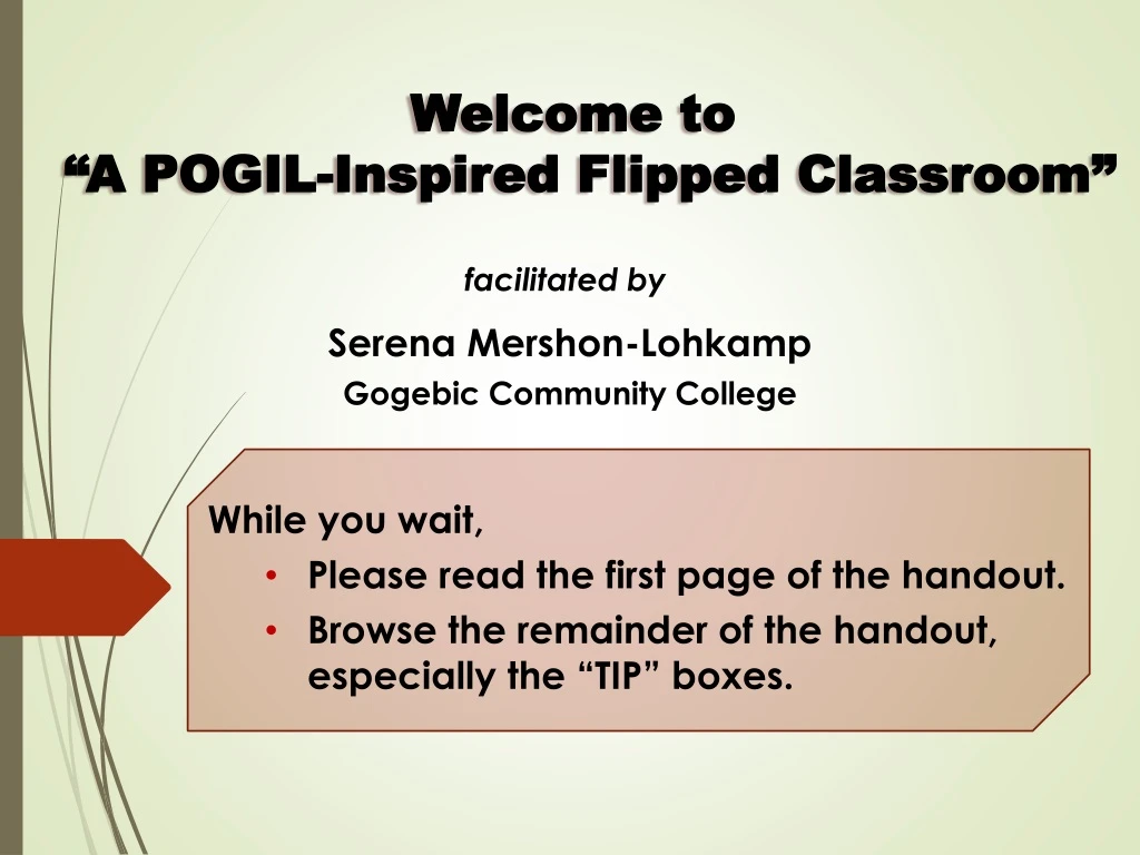 welcome to a pogil inspired flipped classroom
