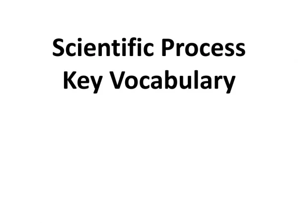 Scientific Process Key Vocabulary