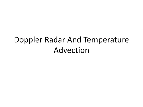 Doppler Radar And Temperature Advection