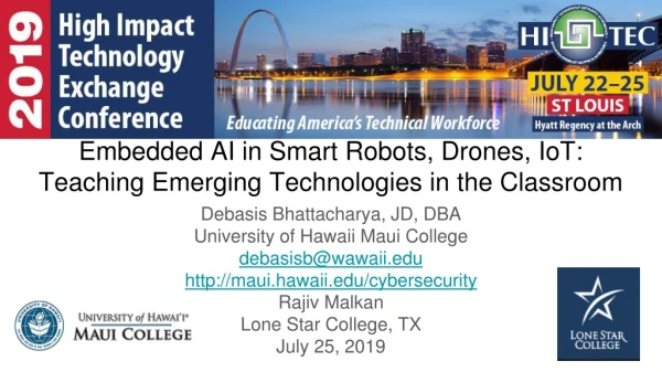 Embedded AI in Smart Robots, Drones, IoT: Teaching Emerging Technologies in the Classroom