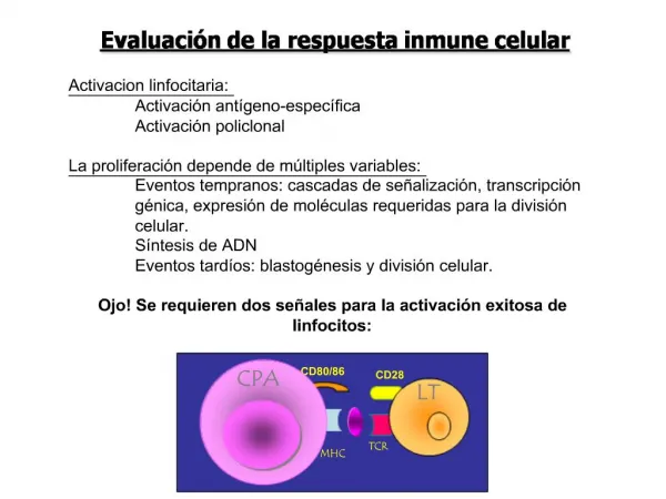 Evaluaci n de la respuesta inmune celular