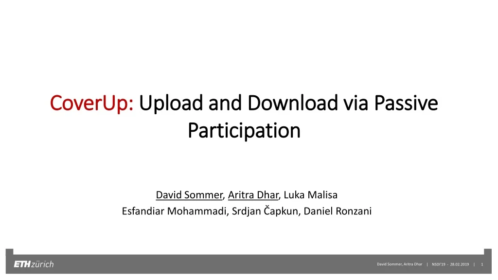 coverup upload and download via passive participation