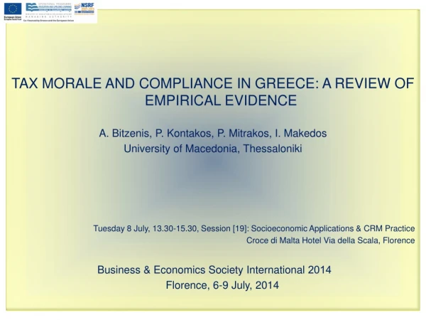TAX MORALE AND COMPLIANCE IN GREECE: A REVIEW OF EMPIRICAL EVIDENCE