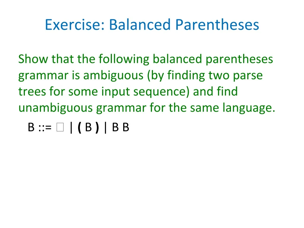 exercise balanced parentheses