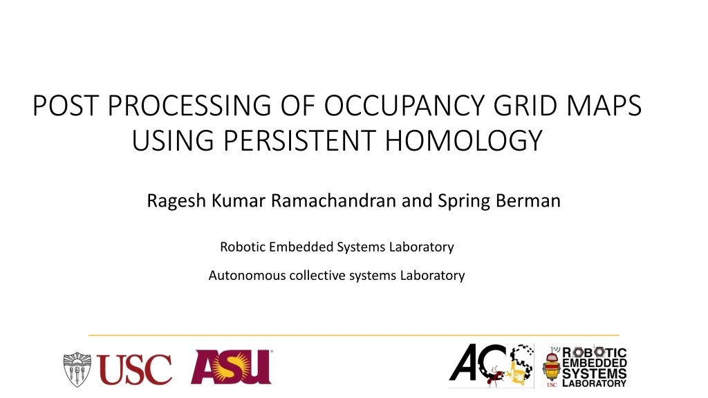 post processing of occupancy grid maps using persistent homology