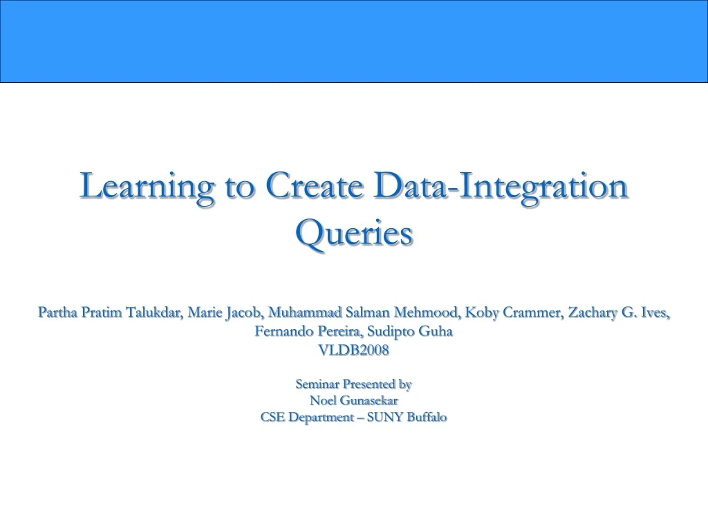 learning to create data integration queries