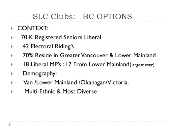 SLC Clubs: BC OPTIONS