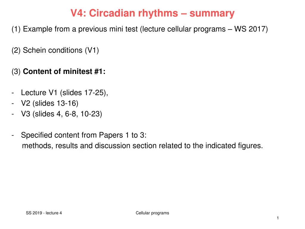 v4 circadian rhythms summary